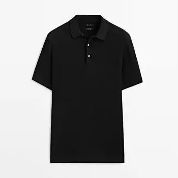Свитер-поло Massimo Dutti Textured Short Sleeve, черный
