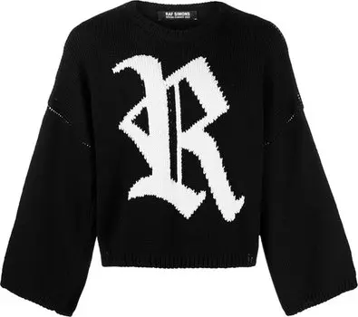 Свитер Raf Simons Bulky Knit Sweater With R Jacquard 'Black', черный