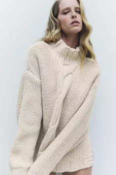 Свитер с клещами ZARA, экрю