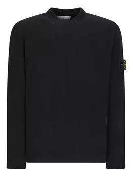 Свитер с круглым вырезом и логотипом Stone Island Compass, черный