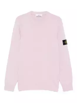 Свитер с круглым вырезом и нашивкой-логотипом Stone Island, розовый