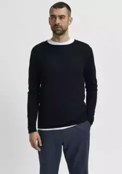 Свитер с круглым вырезом SELECTED HOMME "ROME KNIT", черный