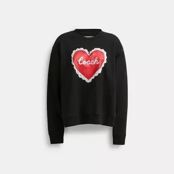 Свитер с круглым вырезом в форме сердца COACH, черный