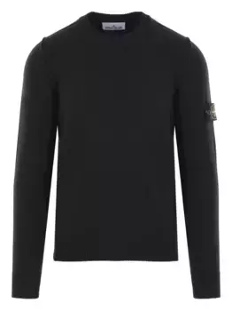 Свитер с круглым вырезом в рубчик Stone Island, черный