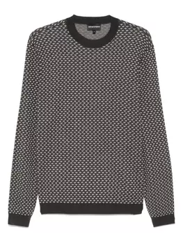 Свитер с логотипом и интарсией Emporio Armani, черный