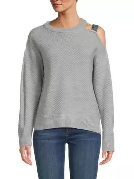 Свитер с открытыми плечами Dkny, цвет Heather Grey