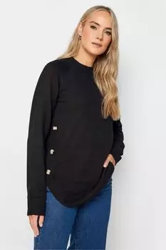 Свитер с пуговицами по бокам Long Tall Sally, черный