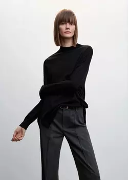 Свитер с разрезами по бокам MANGO, черный