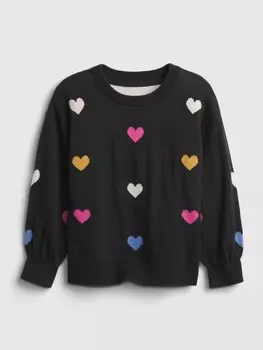 Свитер с сердечками Gap, черный