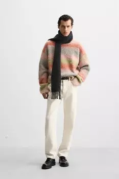 Свитер с текстурными полосами ZARA, разноцветный