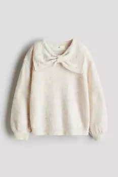 Свитер с украшениями H&M, бежевый