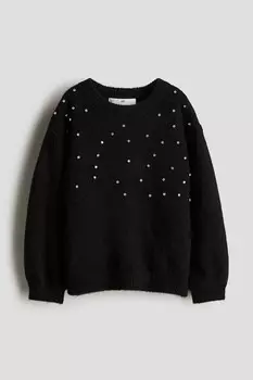 Свитер с украшениями H&M, черный