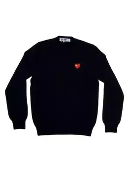 Свитер с V-образным вырезом Double Heart Play Comme des Garons PLAY, черный