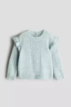 Свитер с воланом H&M, бирюзовый