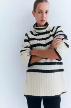 Свитер с воротником-поло H&M, бежевый