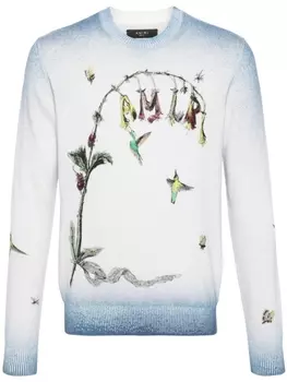 Свитер с вышивкой Hummingbird AMIRI, белый