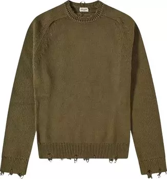 Свитер Saint Laurent Used Detail Crewneck Sweater 'Khaki', загар