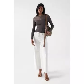 Свитер Salsa Jeans Sheer Detail Long Sleeve, коричневый