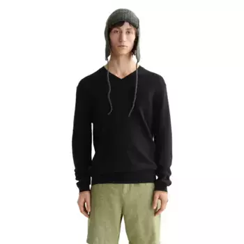 Свитер Scotch & Soda Regular Fit Linen v neck, черный