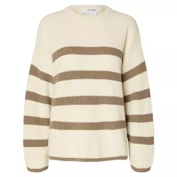 Свитер Selected Bloomie O Neck, бежевый
