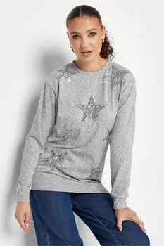 Свитер со звездным мотивом Long Tall Sally, серый