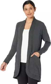 Свитер SoftFlex Long Open Cardigan L.L.Bean, цвет Midnight Black Heather