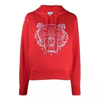 Свитер ss21 tiger head embroidered pattern hoodie red Kenzo, красный