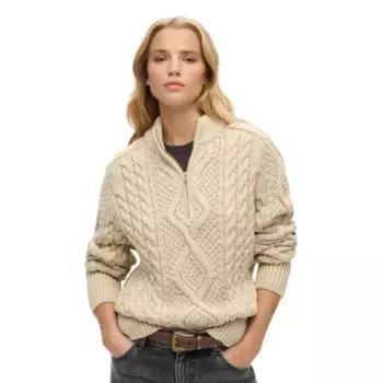 Свитер Superdry Aran half zip, бежевый