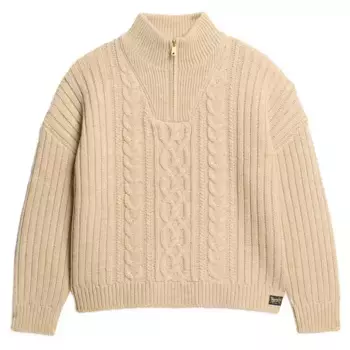 Свитер Superdry Cable half zip, бежевый
