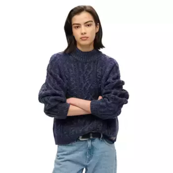 Свитер Superdry Cable high neck, синий