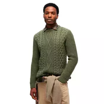 Свитер Superdry Jacob Cable, зеленый
