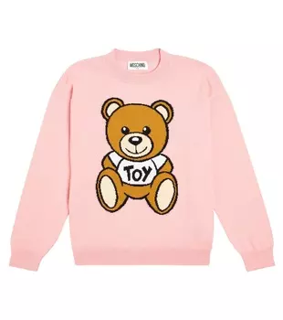 Свитер teddy bear из хлопка и шерсти Moschino Kids, розовый