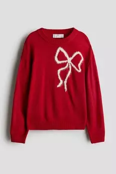 Свитер тонкой вязки H&M, красный