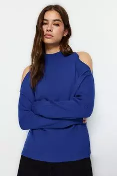 Свитер Trendyol Saks с вырезами, синий