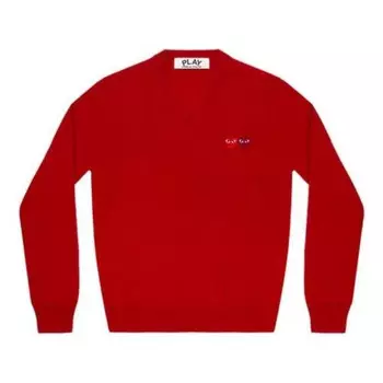 Свитер v-neck pullover double emblem 'red' Comme Des Garcons Play, красный