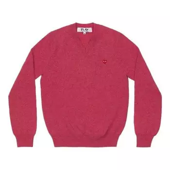 Свитер v-neck pullover with small red heart 'pink' Comme Des Garcons Play, розовый