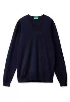 Свитер V-Neck United Colors of Benetton, синий