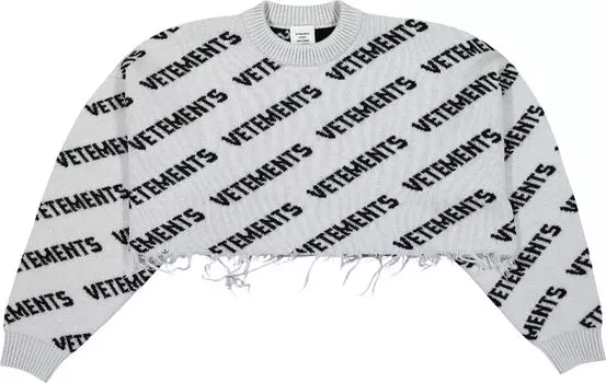 Свитер Vetements Monogram Cropped Knitted Sweater 'Grey/Black', серый