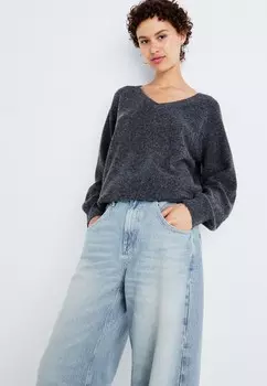Свитер VMLEAF LONG V-NECK Vero Moda, темно-серый пестрый