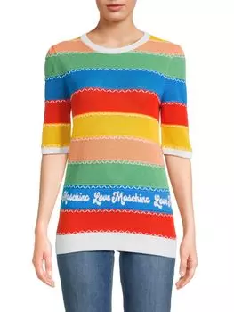 Свитер в полоску с вышивкой Love Moschino, цвет Multicolor