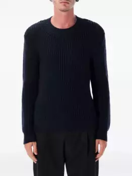 Свитер в рубчик с круглым вырезом TOM FORD, синий