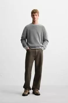 Свитер в рубчик ZARA, серый