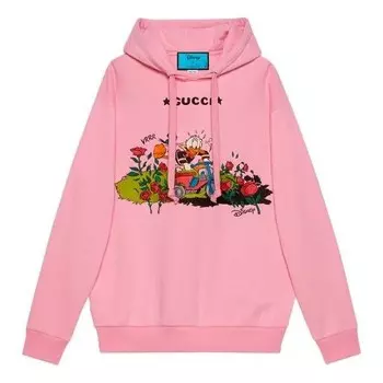 Свитер x disney donald duck printed logo embroidered cotton hoodie for pink Gucci, розовый