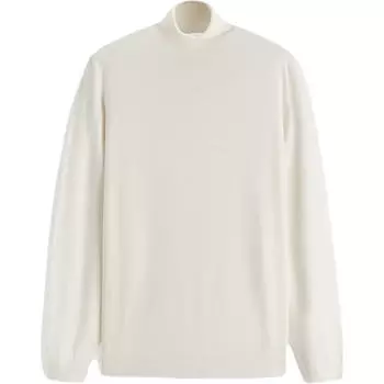 Свитер Zara Basic High Neck, желтовато-белый