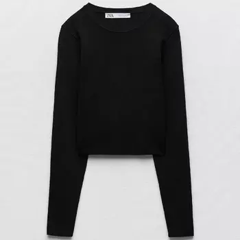 Свитер Zara Basic Ribbed Knit, черный