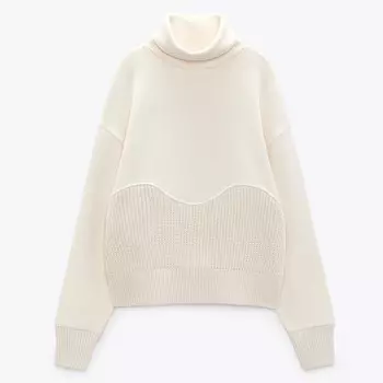 Свитер Zara Contrast, кремовый