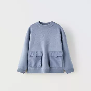 Свитер Zara Contrast Pockets, сиренево-синий
