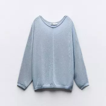Свитер Zara Plain Knit With Central Seam, голубой