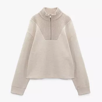Свитер Zara Soft With Zip, бежевый