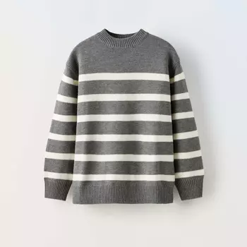 Свитер Zara Striped Knit, серый